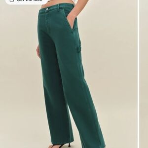 Reformation Diego Mid Rise Baggy Utility Jeans Green - Size 28